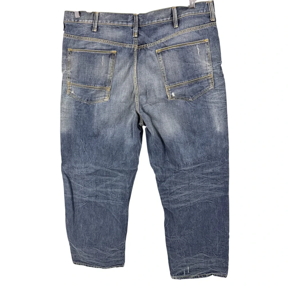 Vintage  Foundry Supply Co Mens‎ Jeans 44x30 Blue Whiskering Fade Straight Leg